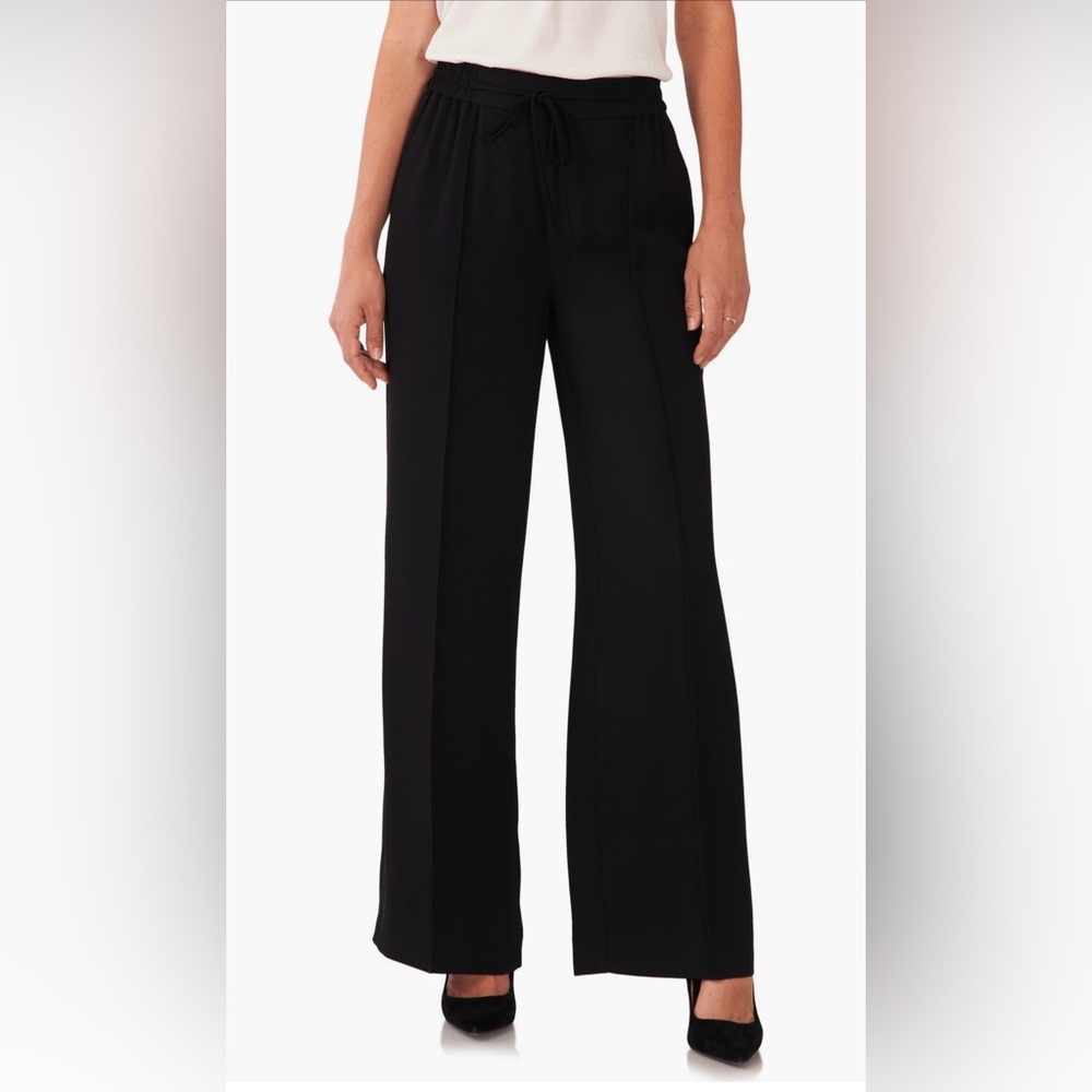 Vince Camuto Black drawstring wide leg pants